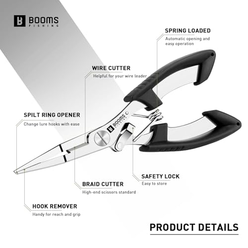 Booms Fishing H01 Small Fishing Pliers Scissors Braid Cutters Stainless Steel Fishing Tools Split Ring Pliers Hook Remover - color: A: Straight With Lanyard