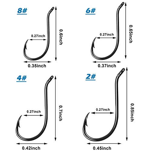 Black Octopus Fishing Hooks, 100pcs Catfish Circle Hooks, High Carbon Steel, Long Shank, Freshwater Saltwater - size: 4/0#(100pcs per pack)