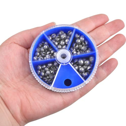 Split Shot Fishing Weights Sinkers Kit, 120g/box Round Fishing Line Sinkers Removable Egg Weights Assortment