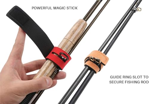 6 Pcs Fishing Rod Wrap Pole Straps Hook And Loop Fishing Rod Belts Ties For Casting Rods Fly Rod Stretchy Fixing Strap 3 Colors (2 Red, 2 Blue, 2 Black)