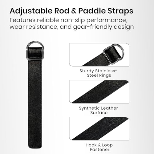Pristis 4 Pack Fishing Rod Tie Belts, Durable Saltwater Pole Tether, Anti-slip Rod Straps for Coiled Lanyard & Kayak Paddle Leash, Wear-Resistant Wrap Bands Board for Walking Pole Gear Accessory