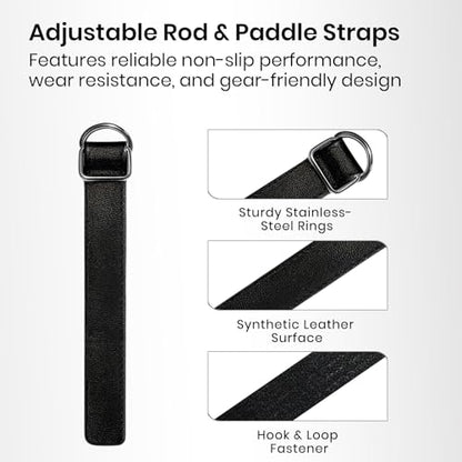 Pristis 4 Pack Fishing Rod Tie Belts, Durable Saltwater Pole Tether, Anti-slip Rod Straps for Coiled Lanyard & Kayak Paddle Leash, Wear-Resistant Wrap Bands Board for Walking Pole Gear Accessory