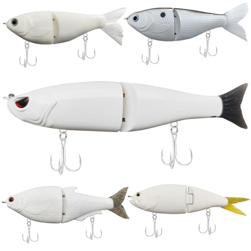 HADORAM Lure Slow Sinking Glide Bait with Fur Tail Lifelike Fishing Tackle for Trout Shad Bass Musky - color: Mixed 5-Piece Set