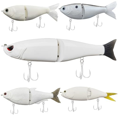 HADORAM Lure Slow Sinking Glide Bait with Fur Tail Lifelike Fishing Tackle for Trout Shad Bass Musky - color: Mixed 5-Piece Set