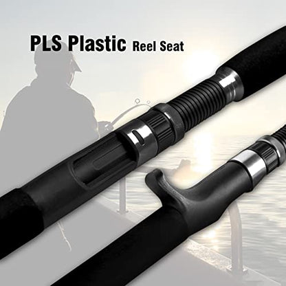 Portable Saltwater Offshore Heavy 3-Piece Travel Graphite Baitcasting Fishing Poles Casting Boat Jigging Trolling Conventional Rods with Rod Case Bag (6'/7'/8') - size: 8'