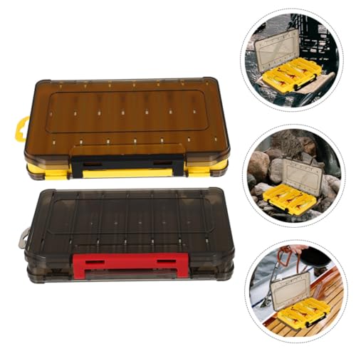 2pcs Fishing Lure Organizer Drain Design Multi-Compartment Bait Storage Box for Soft and Hard Lures for Freshwater Fishing Gear and Accessories