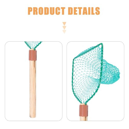 Wood Handle Fishing Net Large Mesh Handheld Net for Freshwater and Saltwater Fishing with 30cm Wooden Frame Suitable for Pier
