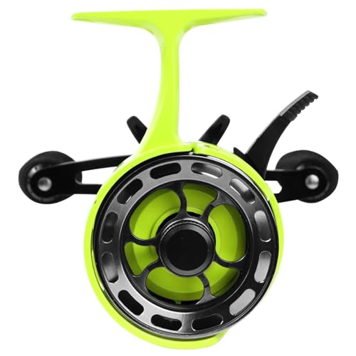 Ice Fishing Reels 3.2:1 Gear Ratio Ultra Smooth 3+1Ball Bearings Strength CNC-machined Aluminum Inline Ice Fishing Reel with Left/Right Hand Retrieve - color: Green-Right Hand Retreive