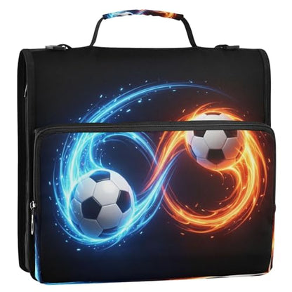 Soccer Ball Black Zipper Binder Bag 3 Ring with Shoulder Strap Zippered Binder Fits 13 Inch Laptop File Folder Document Organizer for College Office Supplies - color: Soccer Ball Black