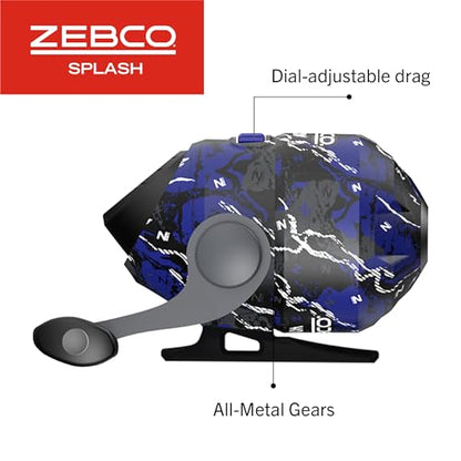 Zebco Splash Spincast Reel and Fishing Rod Combo, Fiberglass Rod, Ball Bearing System, All Metal Gears, 8-Pound Line - color: Z-Splash Blue