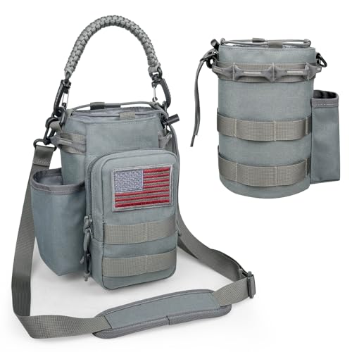 COOLYARD Water Bottle Holder with Strap Crossbody Sling Carrier Bag with Phone Pocket Molle Tactical Pouch for Walking Hiking Camping Gym Travel - color: Gray
