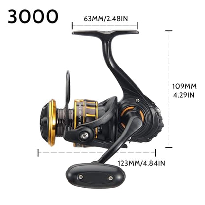 CT Surf Saltwater Fishing Reels, 5+1 Double-Shielded Stainless-Steel BB, 22LBs Max Drag, 5.2 Gear Ratio, CNC Aluminum Spool & Handle Freshwater and Saltwater Spinning Reel - size: 3000