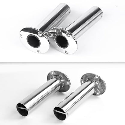 2 Pack Fishing Rod Holders, Heavy Duty Stainless Steel Flush Mount Rod Holders with Liner, Available in 15° 30° 90° for Boats & Yachts