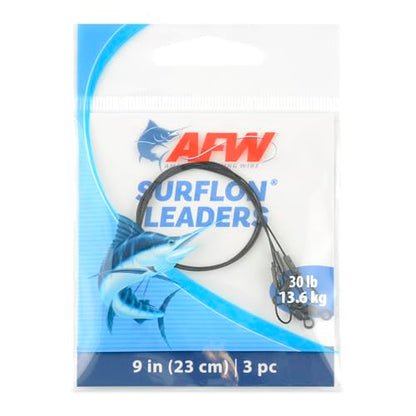 AFW Surflon Fishing Leaders – Black Nylon Coated Stainless Steel Wire, Swivel & Snap, 3 Pack, Variety Pack – Strong Leader Line for Catfishing & Toothy Game Fish - size: 30 lb, style: 9 Inch