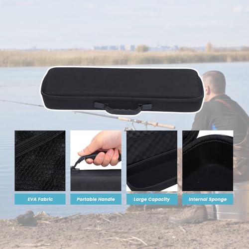 54 * 19 * 9cm Hard Fishing Rod Case Portable Fishing Tackle Bag Waterproof Fishing Rod Carrying Case with Foam, Travel Fishing Rod Bag for Outdoor Fishing Gear Storage