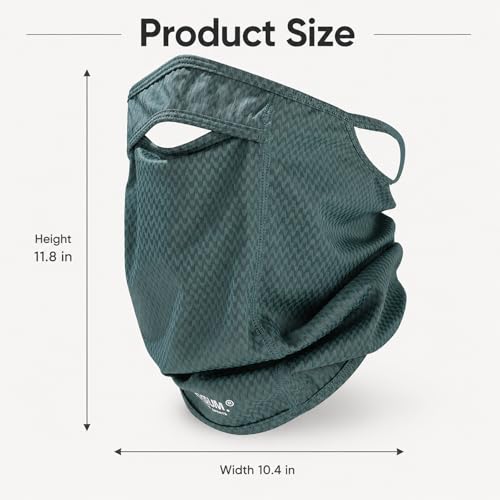 Sun Protection Face Mask with Neck Cover, Cooling Breathable Ear Loop Neck Gaiter for Fishing Cycling Running - color: Lake Blue