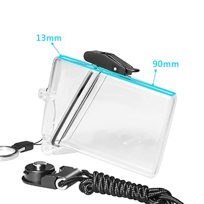2pcs Sport Waterproof ID Card Badge Holder Case with Lanyard Cover Multiple Credit Cards, Registration, ins Card Heavy Duty Durable Locker Dry Box (Clear) - color: Clear