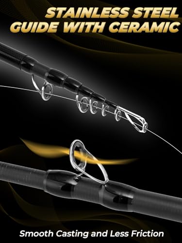 Jenseits 7FT Fishing Rod, 24T Carbon Fiber Telescopic & 4-Piece Travel Rod, Spin and Cast Options, Stainless Steel Guides with Ceramic Inserts, for Bass, Trout, Catfish, Freshwater & Inshore Fishing - size: Cast-7ft-Medium-Fast