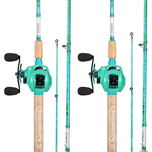 Sougayilang Fishing Rod and Reel Combo, 2-Piece 5-Foot 6-Inch Graphite & Fiberglass Rod, Durable and Strong, Quickset Anti-Reverse Fishing Reel (1Pack/2Pack) - color: Casting Combo - Left- 2 PACKS