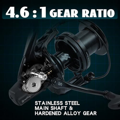 Sougayilang Saltwater Spinning Reel – Up to 38LBs Max Drag Big Game Fishing Reel, Graphite Frame Surf Fishing Reels, 4.6:1 Gear Ratio Heavy Long Casting Inshore Offshore Saltwater Reel - color: MLS12000
