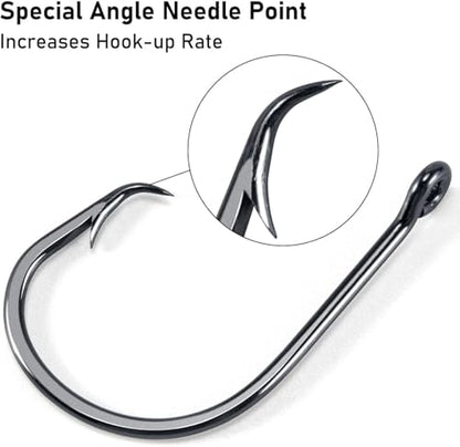 Dr.Fish 50 Pack in-line Circle Hooks, Straight Shank Octopus Hooks, Freshwater & Saltwater Fishing Catfish Tuna Bass Striper - size: #6/0-50 Pack