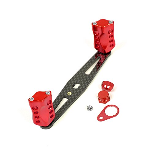 NEW Replacement Carbon Fiber 6061 Aviation Aluminum Fishing Reel Handle knobs Accessories for Baitcasting Rocker - color: 02S-S RED