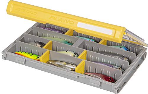 Plano Edge 3600 Terminal Tackle Storage, Gray and Yellow, Includes 10 Hook Retainers, Rustrictor Rust-Resistant Technology, Waterproof Premium Fishing Utility Box