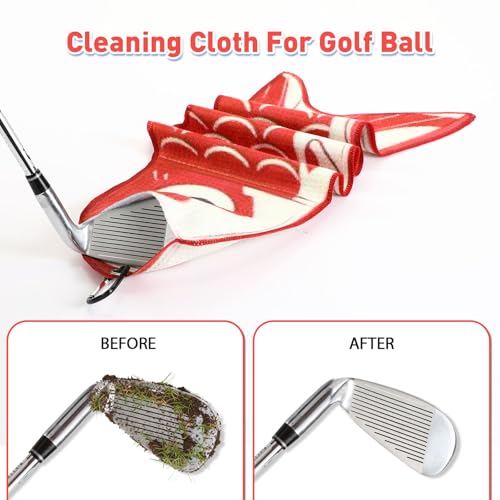 Mindsoft Koi Fish Golf Towel Cute Microfiber Golf Towel Carabiner Clip, Cleaning Cloth & Clubs Koi Pattern Golfs Accessories and Gifts for Men Women(Red) - color: Red