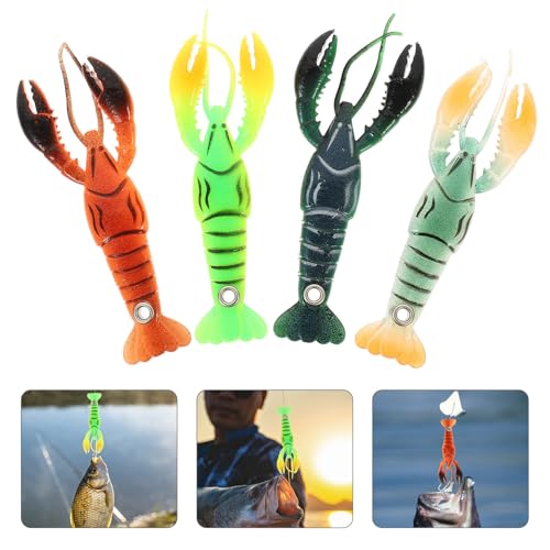 GARVALON 4pcs Soft Fishing Lures Crawfish Baits 95mm Artificial Wear-Resistant Swim Baits for Freshwater Bass Anglers Outdoor Fishing