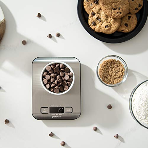 Etekcity Food Kitchen Scale, Digital Grams and Ounces for Weight Loss, Baking, Cooking, Keto and Meal Prep, LCD Display, Medium, 304 Stainless Steel - color: Stainless Steel