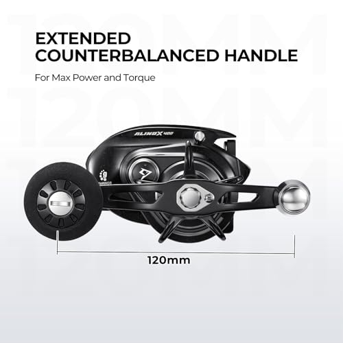 Piscifun Alinox 400 Baitcaster Fishing Reel, 38Lbs Max Drag Aluminum Alloy Frame Baitcasting Reel, Available in 6.6:1/8.1:1 Gear Ratio, Freshwater and Saltwater Low Profile Casting Reel for Musky - color: Black - 8.1:1, style: Right Hand Retrieve
