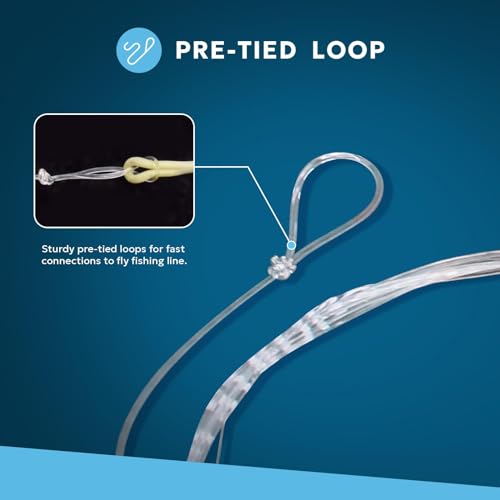 SF Pre-Tied Loop Fly Fishing Tapered Leader Nylon Clear Trout Freshwater Saltwater Bonefish Permit Bass Salmon Steelhead 7.5FT 9FT 10FT 12FT 15FT 0X 1X 2X 3X 4X 5X 6X 7X - size: 7.5FT-5X, style: Freshwater Knotted 6-pack