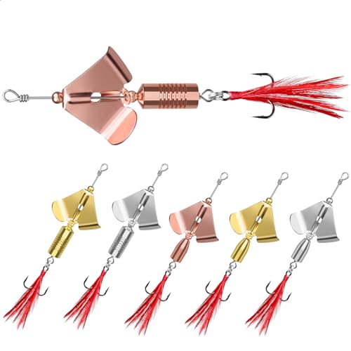 TRUSCEND Swim or Jig Fishing Spinner Baits for Freshwater and Saltwater, Rooster Tail Fishing Lures for Trout Bass Walleye Crappie Salmon Pike, Blade Bait with Copper Blade - color: C2-2.6"-0.17/0.32oz