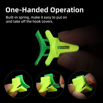 RUNCL Treble Hooks Covers Fishing Hooks Protector Treble Hook Safety Cap Hook Bonnets for Fishing Lures - Spring Design, Hollow Construction, Tangles Free, Fishing Hook Caps - color: Small (50pcs for 10#, 8#, 6#, 4# Treble Hooks)