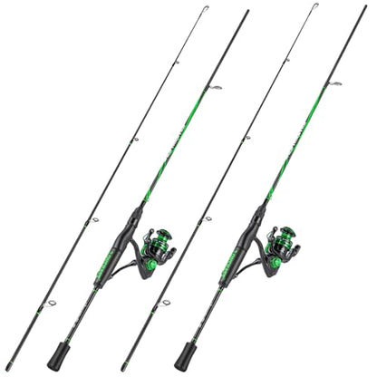 One Bass Fishing Rod Reel Combos, Spinning & Casting Combo, Graphite 2Pc Blanks, Stainless-Steel Guides, Super Polymer Handle - color: Spinning Combo-2 PACK, size: 6'0"