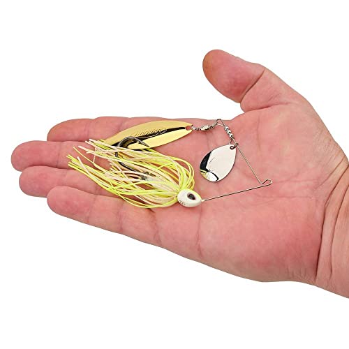 Berkley Power Blade Compact Fishing Spinnerbaits - color: White Chartreuse/Silver + Gold, size: 1/2 oz - Willow Willow