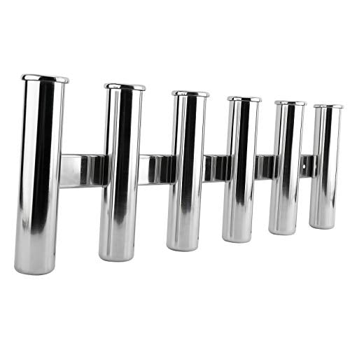 YaeMarine Fishing Rod Holder 316 Stainless Steel Fishing Rod Rack 3Tube/4Tube/5Tube/6Tube Mirror Finish for Marine Boat Yacht Camper - style: 6 Tube