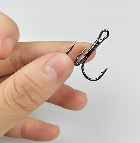100pcs Fishing Hook Treble Hooks High Carbon Treble Hooks Super Sharp Solid Size 2 4 6 8 10 12 Triple Barbed Steel Fish Hook - color: Black, size: 10#-100pcs