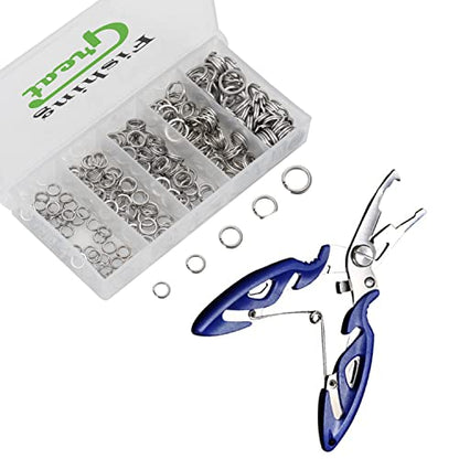 GREATFISHING 200PCS High Strength Heavy Stainless Steel Split Ring Lure Connector Swivels Snap with Fishing Pliers 30lb to 120lb Test - color: 200pc 5-9MM Ring With Plier