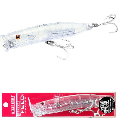 TACKLE HOUSE Feed Popper 150, Saltwater Tuna Fishing Lures, Topwater, GT, Bonito, Yellowtail, Yellowfin, Bluefin Tuna, Floating, Fishing Gear, Fishing Accessories, Fishing Tackle - color: CLEAR