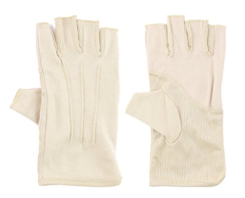 Mens Sunblock Fingerless Gloves Summer UV Protection Driving Cotton Gloves - color: Beige