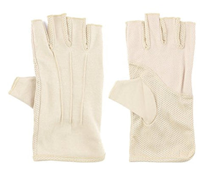 Mens Sunblock Fingerless Gloves Summer UV Protection Driving Cotton Gloves - color: Beige