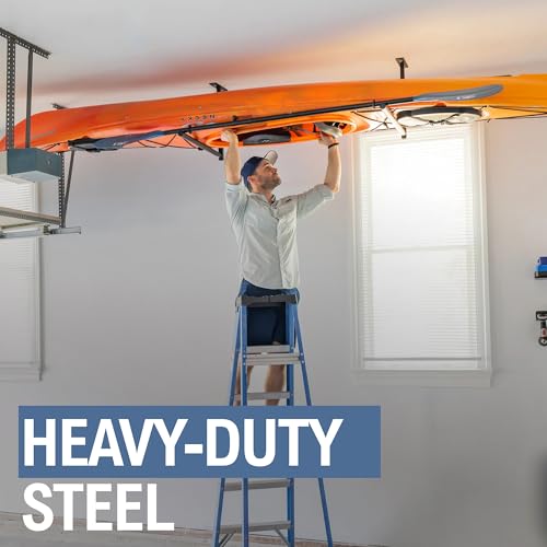 StoreYourBoard Adjustable Kayak Ceiling Rack – Hi Port 2 Garage Ceiling Kayak Hanger | Adjustable Overhead Kayak Storage for Recreational & Touring Kayaks | Garage Organization - style: 1 Kayak