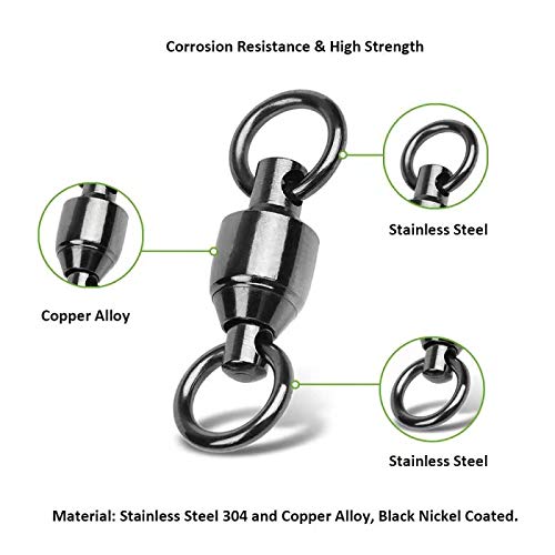 Fishing Barrel Swivels Saltwater Small Ball Bearing Swivel Heavy Duty Stainless Steel Swivels Freshwater Fish Tackle - size: Size5 (134lb) 20 Pack