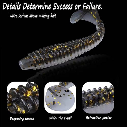 Paddle Tail Swimbaits Paddle Tail Soft Plastic Bass Lure Baits, 100PCS Plastic Bait for Saltwater/Freshwater Fishing