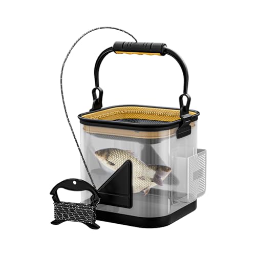 Fishing Bucket - Portable Transparent Fishing Basket, Durable Fish Storage Organizer, Water-Resistant Container | Crappie Saltwater Inshore Pike for Crappie Saltwater Inshore Pike