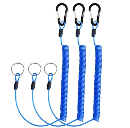 Booms Fishing T01 Coiled Lanyards for Fishing Rods and Fly Fishing Nets - color: Blue, 3pcs