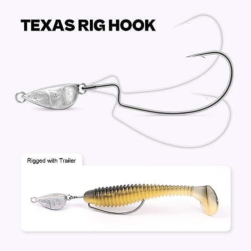 OJY&DOIIIY Weighted Texas Rig Hooks, Weedless Swimbait Jig Heads for Bass Fishing 1/8 3/16 1/4 3/8oz - style: Assorted,15 Pack