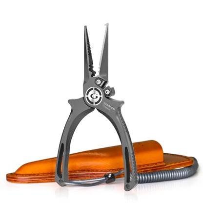 GOMEXUS Titanium Fishing Pliers 6.5'' with Side Cutters, Never Rust Hook Remover, Saltwater Resistant Fishing Tools for Inshore, Nearshore, Jigging Fishing (Split Ring Nose, 6.5 INCHES) - color: Split Ring Nose