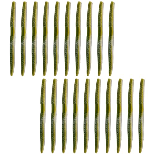 Soft Plastic Worms for Bass Fishing 20pcs FS/RE-09 | Salted ,Soft Plastic ,Fishing Lures ,with Hook Slot ,5.31in ,Saltwater Freshwater ,Bass Baits - color: Color E
